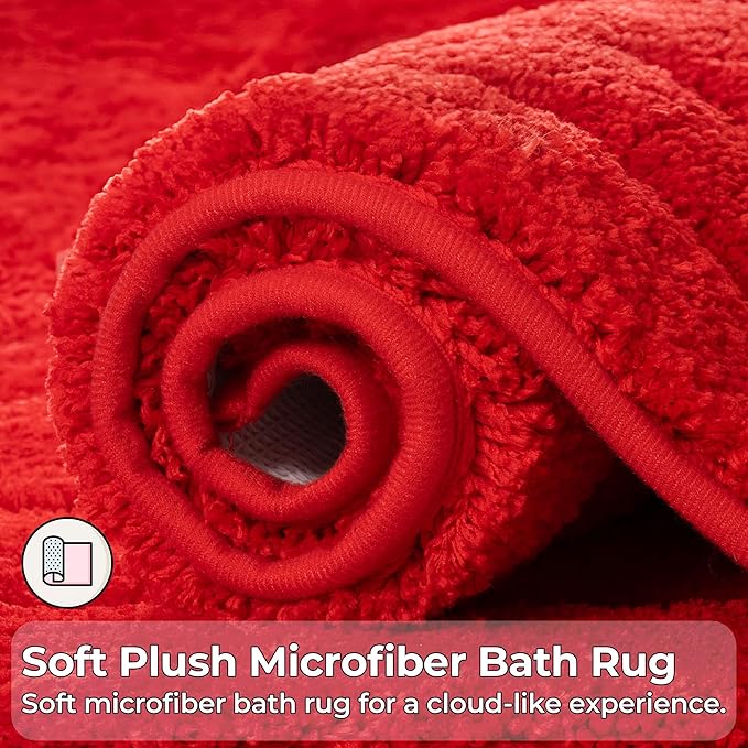 GRANNY SAYS Bathroom Rug, 20" X 32" Bath Rugs for Bathroom, Microfiber Cute Bath Mats, Washable Rug for Bath Tub, Bathroom Mat Non-Slip, Bath Decorations, Red