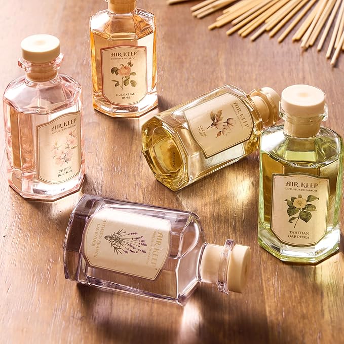 Airkeep Reed Diffuser Set-6.09 oz (180ml) Lavender Southern France Scented Diffuser with 8 Reed Sticks Home Fragrance Oil Diffuser for Bathroom Shelf Decor