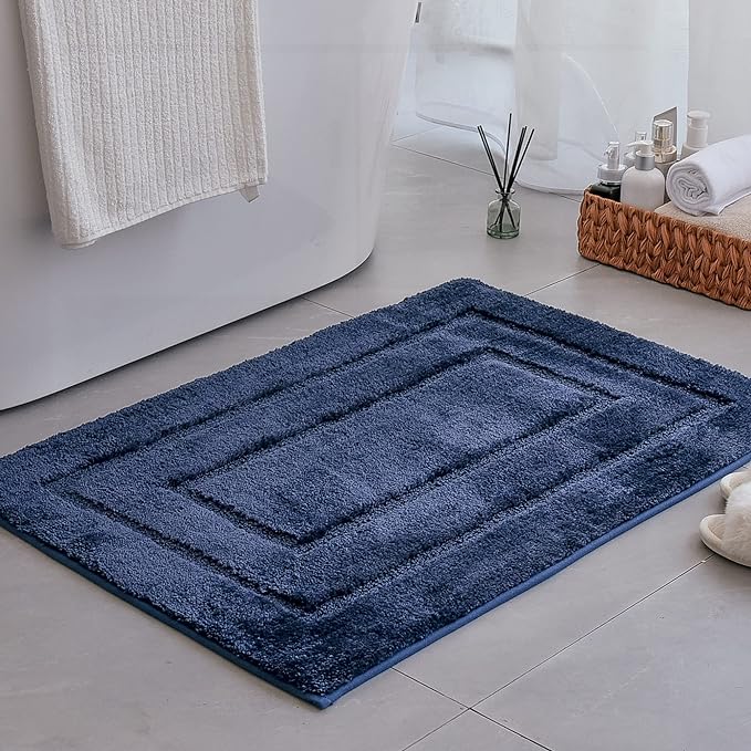 GRANNY SAYS Navy Bathroom Rugs, Bath Mats for Bathroom Non-Slip, Super Soft and Water Absorbent, Microfiber Bath Rugs Washable, Large Bath Rugs for Floor, Tub and Shower, 36" x 24"