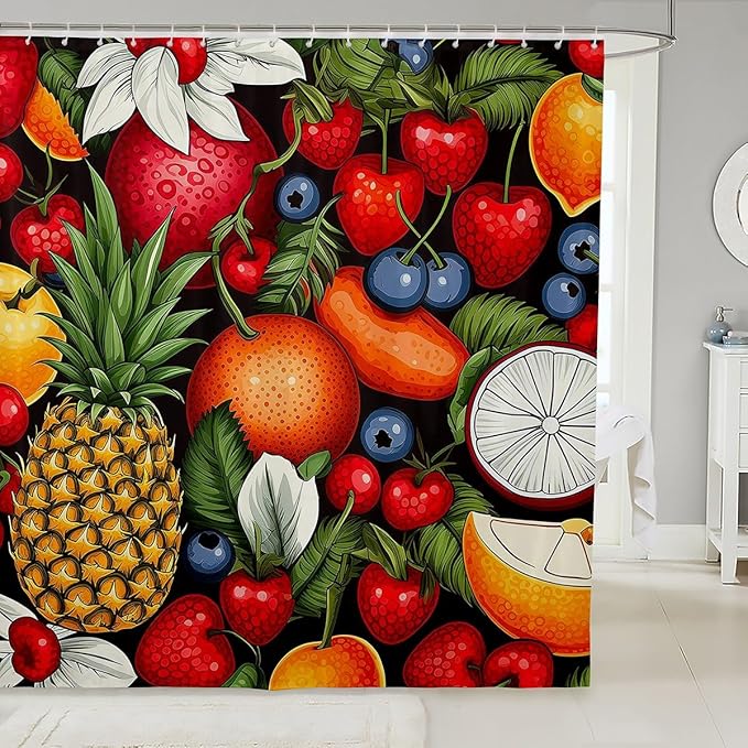 Feelyou Pineapple Shower Curtain Boys Girls Orange Fabric Shower Curtain for Kids Summer Fruit Bathroom Waterproof Accessories with 12 Hooks Bright Colorful Curtains,72x78 Inches