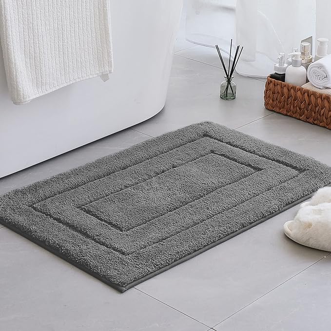 GRANNY SAYS Gray Bathroom Rugs Non Slip, Bath Mats for Bathroom, Super Soft and Water Absorbent, Microfiber Washable Bath Rugs for Floor, Tub and Shower, 32" x 20", Dark Gray