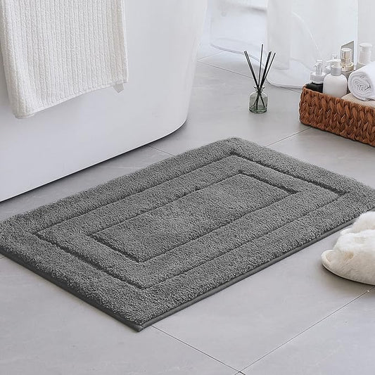 GRANNY SAYS Gray Bathroom Rugs Non Slip, Bath Mats for Bathroom, Super Soft and Water Absorbent, Microfiber Washable Bath Rugs for Floor, Tub and Shower, 32" x 20", Dark Gray