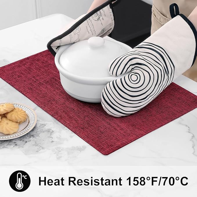 homing Red Cloth Placemats Set of 4 – Cotton Linen Blend Washable Farmhouse Dining Table Mats for Christmas, Easy to Clean, 13 x 19 Inch