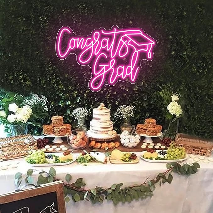 Congrats Grad Neon Sign, Custom Congrats Name Neon Sign, Personalized Grad Party Decor, Wall Graduation Backdrop Decor for Class of 2025 Party Celebration Gifts