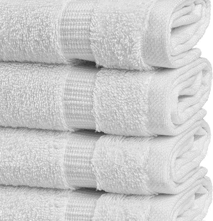 Chakir Turkish Linens | Hotel & Spa Quality 100% Cotton Premium Turkish Towels | Soft & Absorbent (4-Piece Washcloths, White)