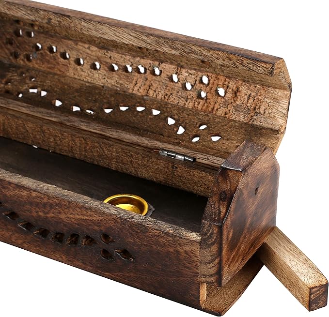 Incense Holder, Incense Stick Holder, Incense Holder for Sticks Used for Room Décor, Cool Room Spiritual Décor, Aromatherapy, Incense Burner with Storage Compartment 12 Inch Antique Natural
