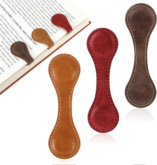 Magnetic Leather Bookmark, 3 PCS Vintage Magnetic Bookmarks for Women Men Personalized Bookmark Clips Leather Book Marks for Reading Gifts for Book Lover Readers Teachers Students
