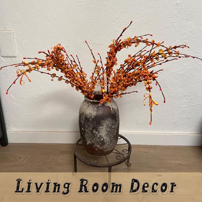 5 Pcs 29.5" Long Fake Fall Flowers Burnt Orange Jasmine Fall Floral Stems for DIY Wedding Bouquets, Thanksgiving, Autumn Home Parties, Xmas Table Centerpieces, Fireplace Vase Decorations