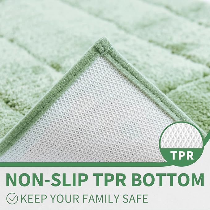 GRANNY SAYS Sage Green Bathroom Rugs Non Slip, 20" x 32", Bathroom Rugs Washable，Bath Rug for Shower Room，Bath Mats for Floor, Microfiber Bath Mat for Tub, Absorbent Shower Rug