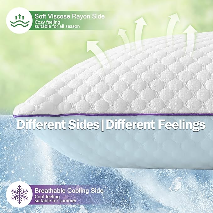 BPC Adjustable Shredded Memory Foam Pillow King Size - Cooling Medium Firm Pillow with Removable Cover Bed Pillows for Sleeping Side Stomach and Back Sleepers, CertiPUR-US