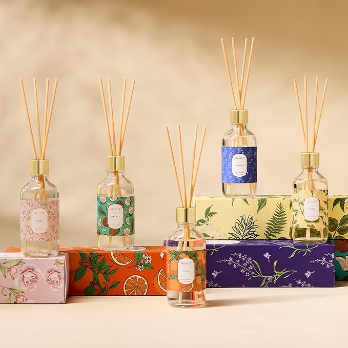 Airkeep Reed Diffuser Oil Set with Reed Sticks,Citrus Aromatherapy Oil Scent Diffuser for Home Office Bathroom Decoration Perfume and Gifts 3.38oz/100ml