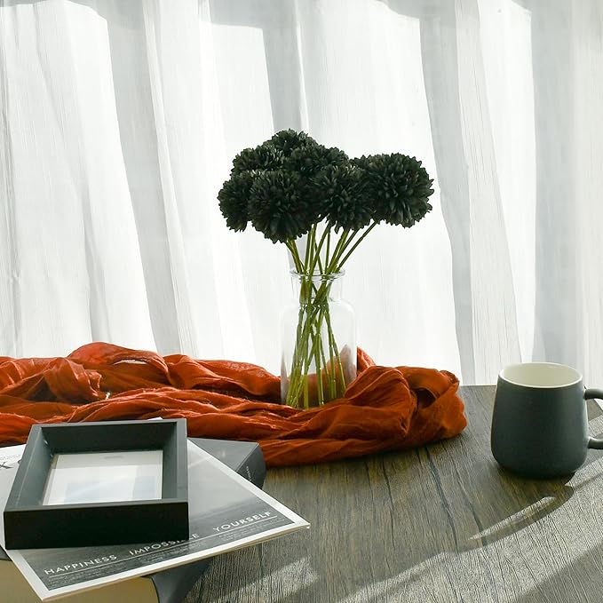 Mandy's Dark Grey Artificial Ball Chrysanthemum 12 Stems Faux Flowers with Bendable Stems for DIY Wedding Centerpiece Fall Decor Home Arrangements