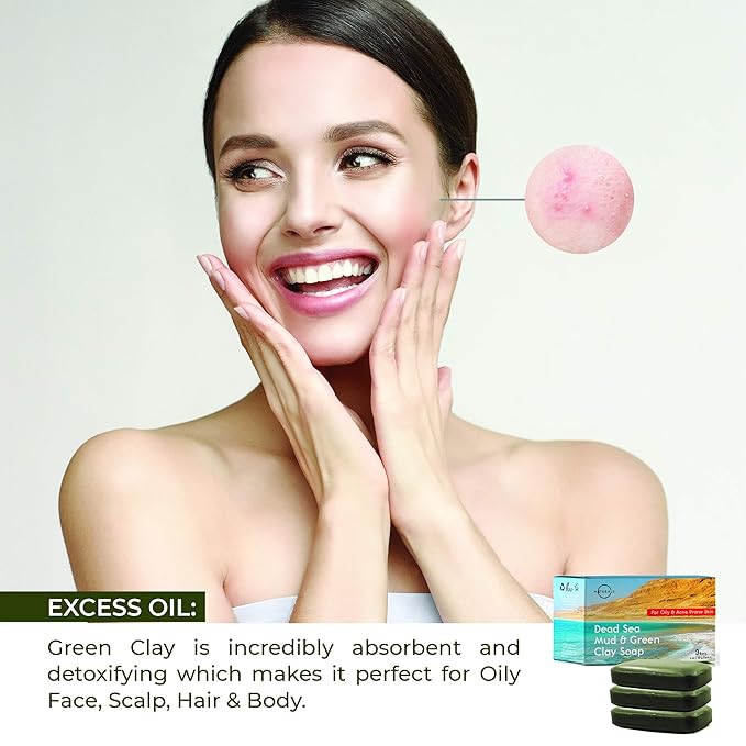 O NATURALS 3PCS Dead Sea Salt Mud & Clay Natural Bar Soap - Helps Acne Prone Skin - Scalp Exfoliator - Organic & Vegan Dead Sea Mud Soap - Natural Soap for Men & Women - 4 oz