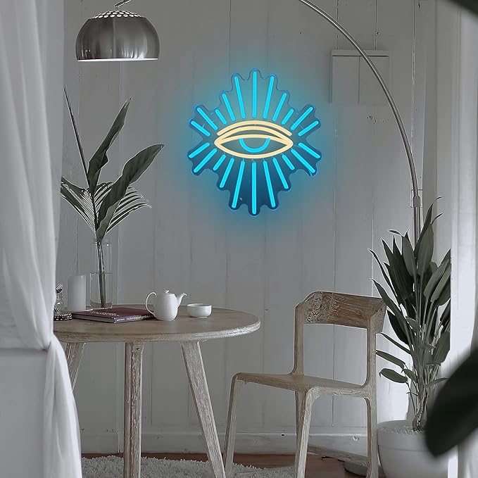 Evil Eyes Neon Signs for Wall Decor, Dimming LED Blue Goth Eyes Neon Signs, USB Neon Wall Signs for Game Room Bedroom Man Cave Kids Room Party Christmas Gift(11.8x13in)