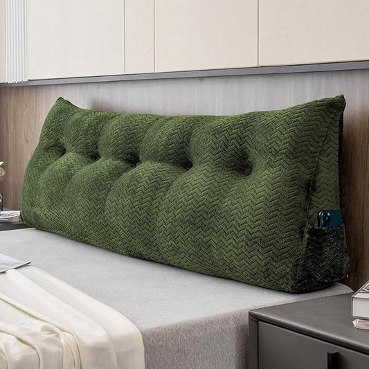 Large Bolster Triangular Headboard Wedge Backrest Positioning Support Bed Rest Reading Pillows Headboard Wedge Pillows for Day Bed Bunk Bed with Removable Cover