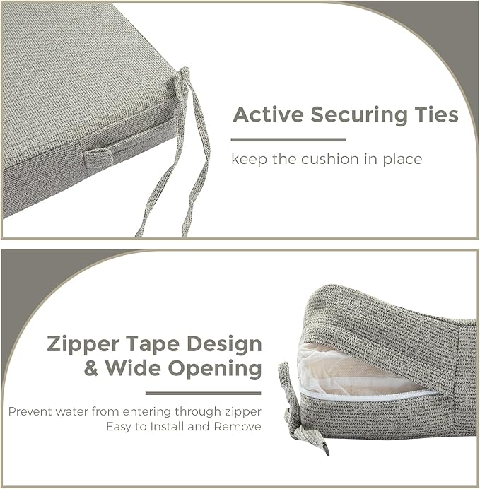 Patio Bench Cushion Covers for Outdoor Furniture with Ties, Water Resistant Loveseat/Settee Cushion Slipcover 48x18x3 Inch for Swing Porch Garden (Replacement Cover Only)-Warm Grey