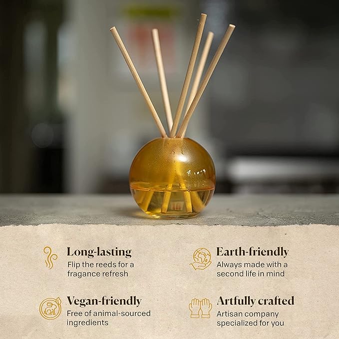 Paddywax Retro Glass Realm Collection Reed Diffuser, 4-Fluid Ounces, Pink - Dusk