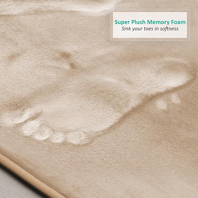 Clara Clark Bathroom Rugs, Velvet Memory Foam Bath Mat, Non-Slip Bath Rugs, Machine Wash, Dries Quickly, Ultra Soft Plush Bath Mats for Bathroom,