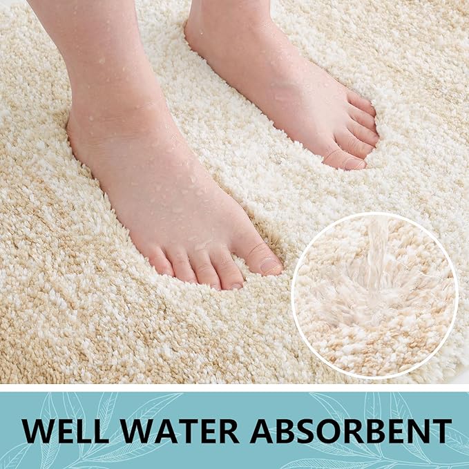 Arotive Microfiber Bathroom Rugs, Shaggy Soft and Absorbent Bath Rug, Non-Slip, Thick Plush Machine Washable Dry Bath Mats for Bathroom, Tub and Shower, 70x24, Camel