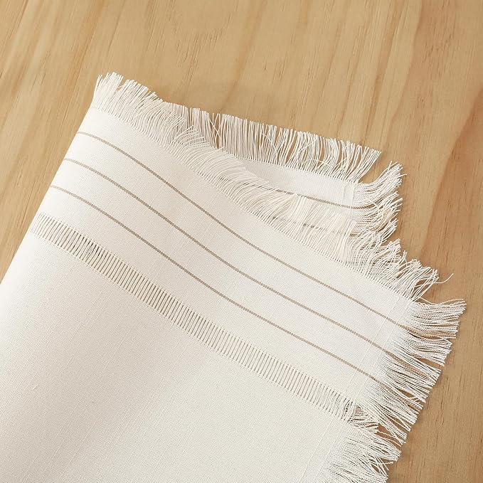 Chassic Rustic Placemats Set of 6, Washable Linen Cloth Place Mats, Woven Dinner Mats for Kitchen, Dining, Party, Wedding and Daily Table Decor - Cream