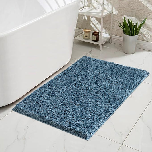 CozeCube Dusty Blue Bathroom Rugs 47" x 24", Bath mats for Bathroom Non Slip, Ultra Soft Bath Rugs Washable, Plush Microfiber Area Rugs for Bedroom