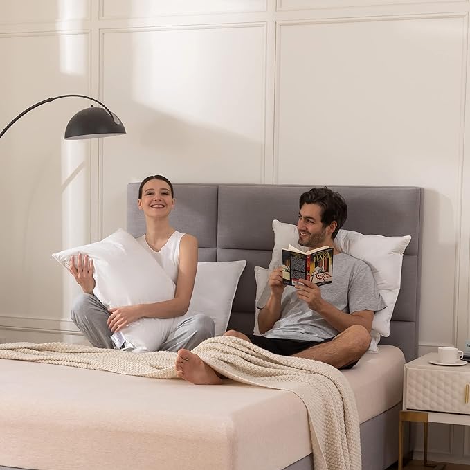 Luxury Goose Feathers Down Pillows King Size Set of 2, Hotel Quality Fluffy Bed Pillows, Soft Pillows for Sleeping, Organic Cotton Cover(20x36”, Pack of 2)