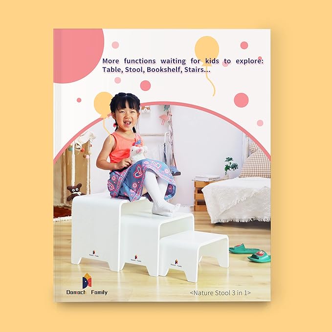 Damoch Family™ Wooden Children Montessori Furniture Set as Kids Chairs and Table,Showcasing Quality,Sturdiness and Versatility,Patented Minimalist Design (White)