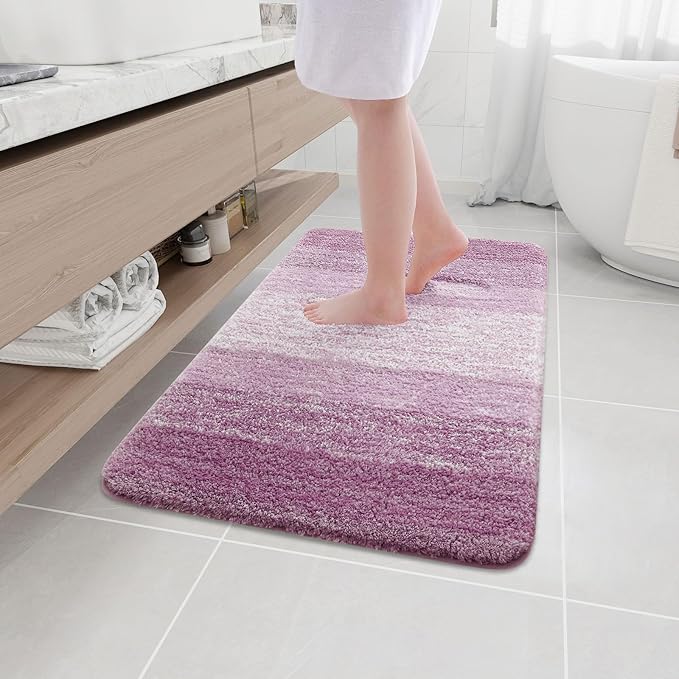 Arotive Microfiber Bathroom Rugs, Shaggy Soft and Absorbent Bath Rug, Non-Slip, Thick Plush Machine Washable Dry Bath Mats for Bathroom, Tub and Shower, 36x24, Purple