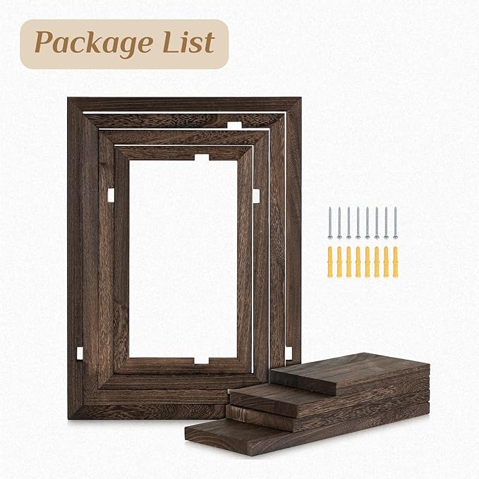 Wood Rustic Floating Shelves: 4-Piece Wall Shelf for Farmhouse Bedroom Decor - Handcrafted Easy Install Versatile Storage for Living Room