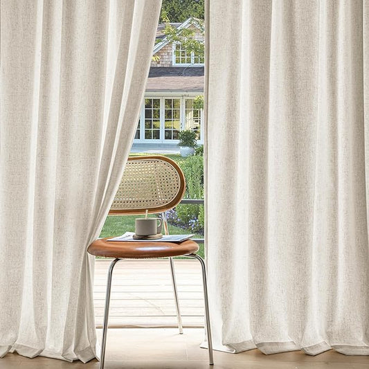 MIULEE Non-See-Through Privacy Linen Curtains 2 Panels, Light Filtering Window Curtains Farnhouse Textured Back Tab Semi Sheer Drapes for Bedroom Living Room, 52 x 72 Inches Long, Linen
