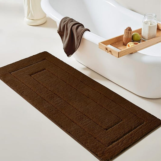 GRANNY SAYS Bathroom Rugs Non Slip 24" x 59", Bath Mats for Bathroom, Super Soft and Water Absorbent, Microfiber Washable Bath Rugs for Floor, Tub and Shower, Brown