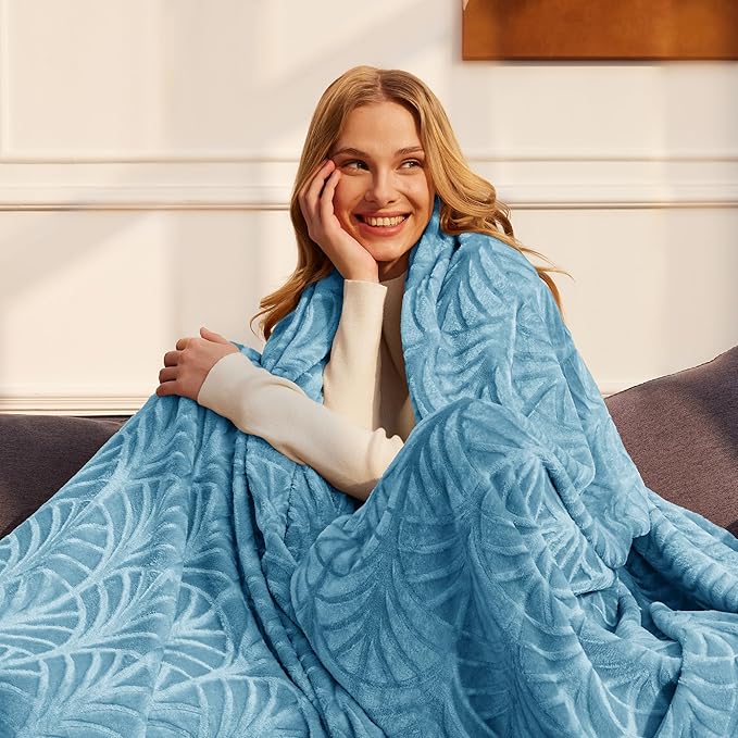 Whale Flotilla Flannel Fleece Twin Size Blanket for Bed, Soft Fluffy Velvet Bedspread Coverlet with Decorative Vintage Pattern for All Season, Warm and Lightweight, 60x80 Inch, Stone Blue