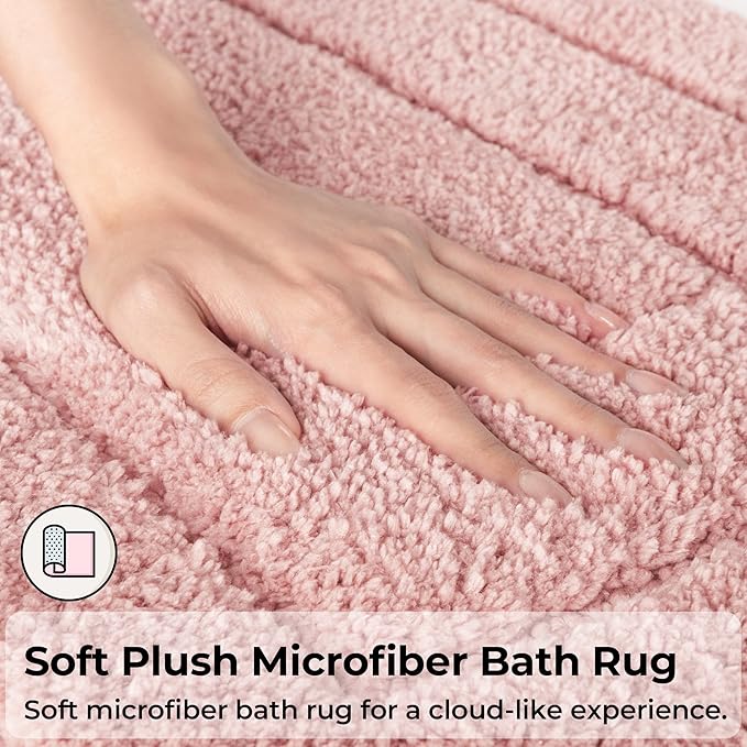 GRANNY SAYS Pink Bathroom Rugs Non Slip, 24" x 59", Large Bathroom Rugs Washable, Bath Rugs for Bath, Absorbent Bath Mats for Floor, Absorbent Shower Rug, Microfiber Bath Mat for Tub