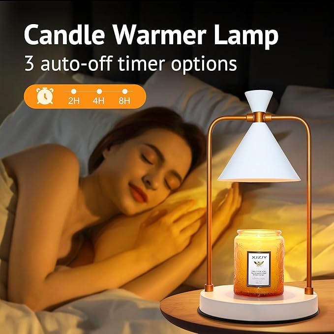Candle Warmer Lamp with Timer Dimmer,Electric Candle Warmer, Candle Lamp with Large Base for Scented Jar Candles,Birthday Gifts for Mom Women,House Warming Gifts for New Home Bedroom Decor,White