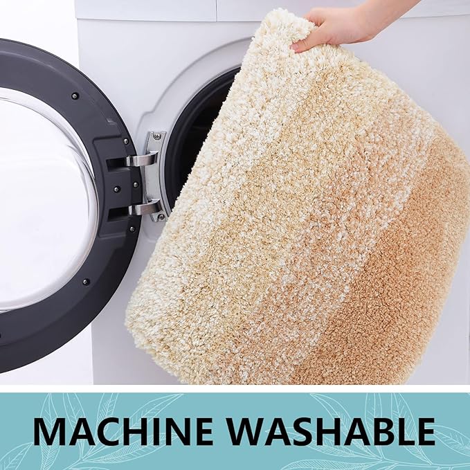 Arotive Microfiber Bathroom Rugs, Shaggy Soft and Absorbent Bath Rug, Non-Slip, Thick Plush Machine Washable Dry Bath Mats for Bathroom, Tub and Shower, 47x20, Beige