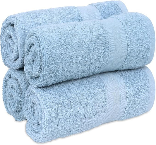 Quick-Dry, Soft & High Absorbent Washcloths Towels 13"x13" Cotton Turkish Bath Towel Set of 4 | Daily Use 100% Cotton Towels for Bathroom, Gym & More | Bathroom Towels Set (4 Pcs, Blue)