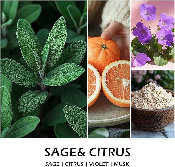 Sage & Citrus Scented Candles for Men, Outdoor Summer Gifts for Father Dad & Boyfriend, Soy Jar Candle for Home Scented (7oz)