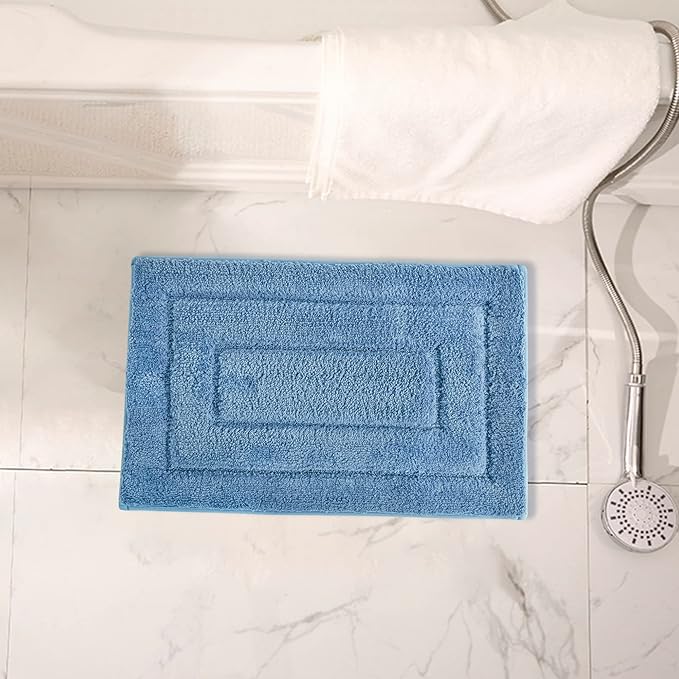 GRANNY SAYS Blue Bathroom Rugs Non Slip, 16" x 24", Bath Rugs for Bathroom, Small Bath Rug Washable，Absorbent Bath Mats for Floor, Microfiber Bath Mat for Tub, Absorbent Shower Rugs