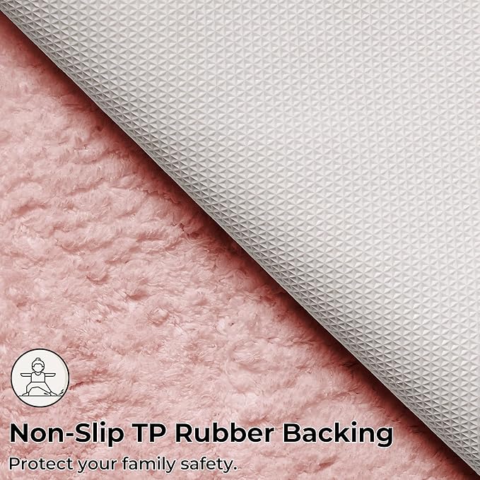 GRANNY SAYS Pink Bathroom Rugs Non Slip Washable, 24"x 48", Soft Bath Mats for Bathroom, Microfiber Shag Rug, Absorbent Bath Floor Mat, Large Bath Rug for Shower, Tub, Bedroom