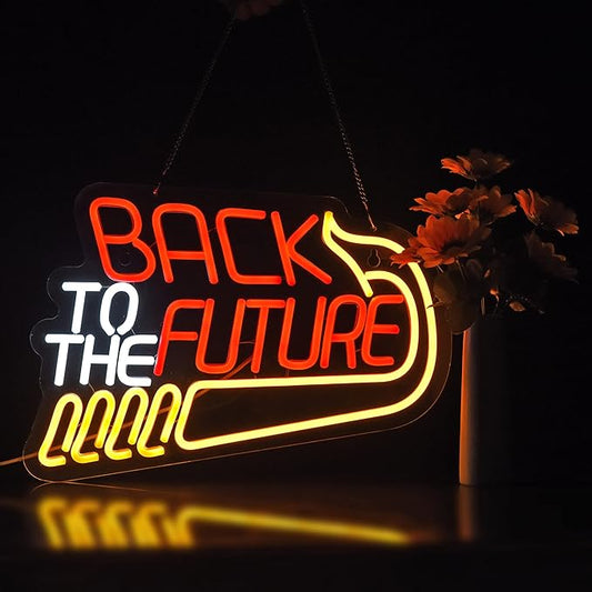 Back To The Future Neon Sign for Wall Decor Neon Signs with Dimmable Switch LED Neon Signs Bedroom Beer Bar Neon Light Sign Hotel Party Club Office Art Lights(17X12inch)