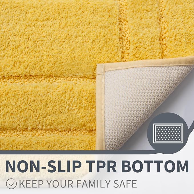 GRANNY SAYS Bathroom Rugs, Soft Bath Mats for Bathroom, Bath Rugs Non Slip Washable Rug, 32" x 20", Water Absorbing Bath Mat, Shaggy Rug Bath Mats for Bath Floor, Yellow