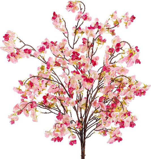 SITUMEIZI Artificial Cherry Blossom Branches Silk 40.58 Inch Faux Cherry Flowers Tall Stems for Home Wedding Bedroom Table Japanese Real Touch Vase Decoration(4Pcs,Deep Pink)