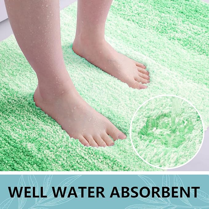 Arotive Microfiber Bathroom Rugs, Shaggy Soft and Absorbent Bath Rug, Non-Slip, Thick Plush Machine Washable Dry Bath Mats for Bathroom, Tub and Shower, 47x24, Green