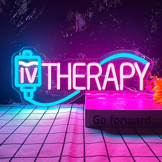 IV Therapy Neon Signs for Wall Decor,Dimmable Nurse Medical Spa Salon Neon Sign,USB Neon Light for Room Nurse Man Cave Bedroom Kid Birthday Party Gifts(15.7 * 7in)