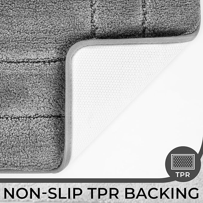 GRANNY SAYS Bathroom Toilet Rugs U Shaped, Bath Mats for Bathroom, Bath Rugs Non Slip Washable, Absorbent Microfiber Toilet Mat, Soft Plush Shaggy Bath Carpet, 20" x 24", Deep Gray