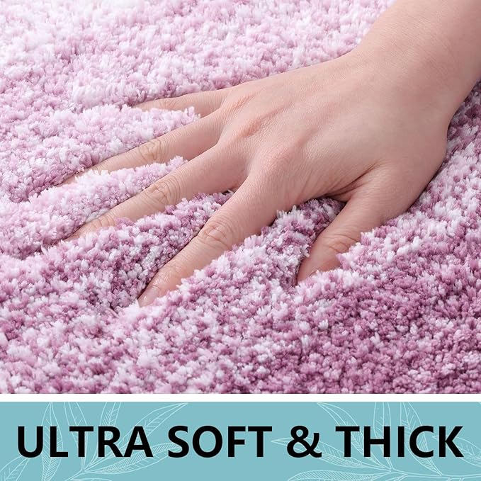 Arotive Microfiber Bathroom Rugs, Shaggy Soft and Absorbent Bath Rug, Non-Slip, Thick Plush Machine Washable Dry Bath Mats for Bathroom, Tub and Shower, 44x24, Purple