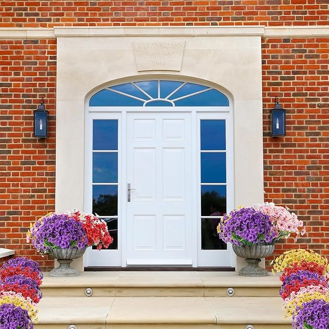 22 Bundles Artificial Flowers Outdoor, Faux Silk Flowers for Outdoors Outside Front Porch Hanging Planter Window Box Garden Decoration(Multi-Colour)