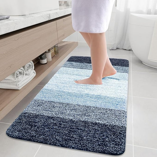 Arotive Microfiber Bathroom Rugs, Shaggy Soft and Absorbent Bath Rug, Non-Slip, Thick Plush Machine Washable Dry Bath Mats for Bathroom, Tub and Shower, 54x24, Dark Blue