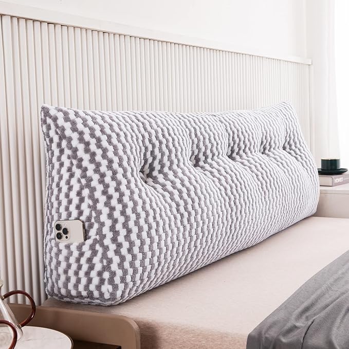 Triangular Wedge Headboard Pillow Large Bolster Bed Rest Reading Pillow Backrest Positioning Support Bolster Cushion with Removable Cover Queen