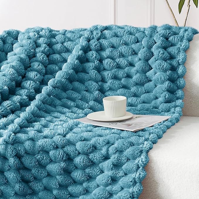 Whale Flotilla Throw Blanket for Couch with Jacquard Pattern, Fuzzy Soft Cozy Exquisite Blankets for All Season, Warm and Fluffy, 50x60 Inch, Slate Blue